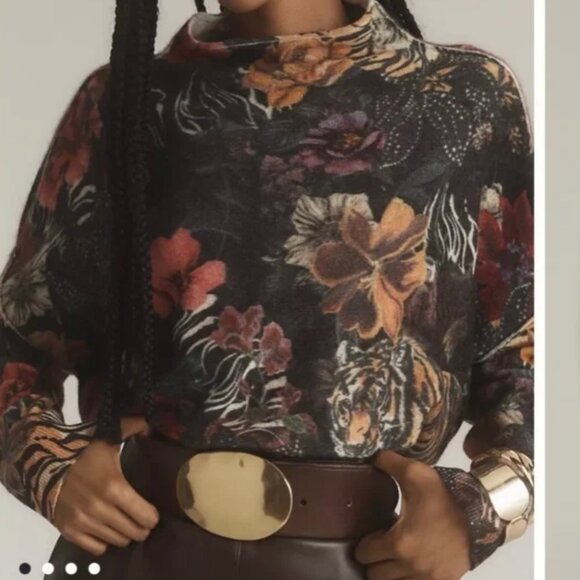 Anthropologie Sweaters - NWT Anthropologie Alani Cashmere Mock-Neck Sweater by Pilcro: Printed Edition
